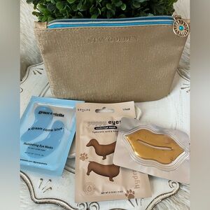Ipsy cosmetic Pouch and sample of eye and lip mask